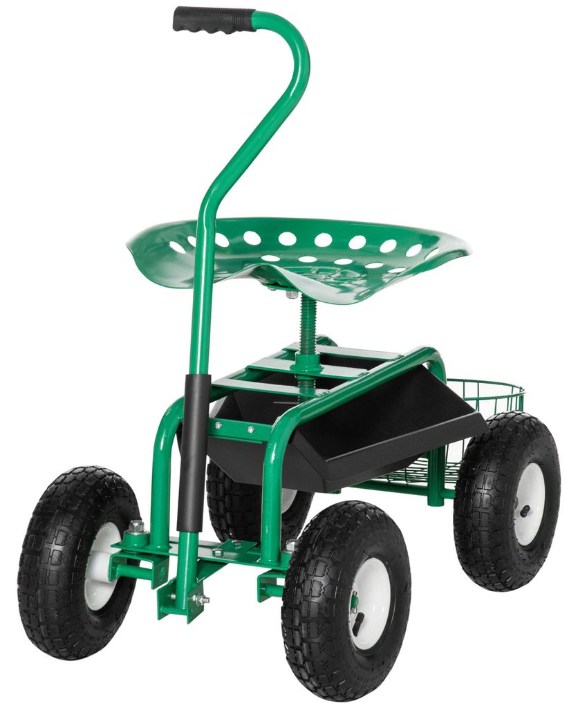 Outsunny Gartenwagen mit Rollsitz bis 150 kg mit Korb für Produktbild 