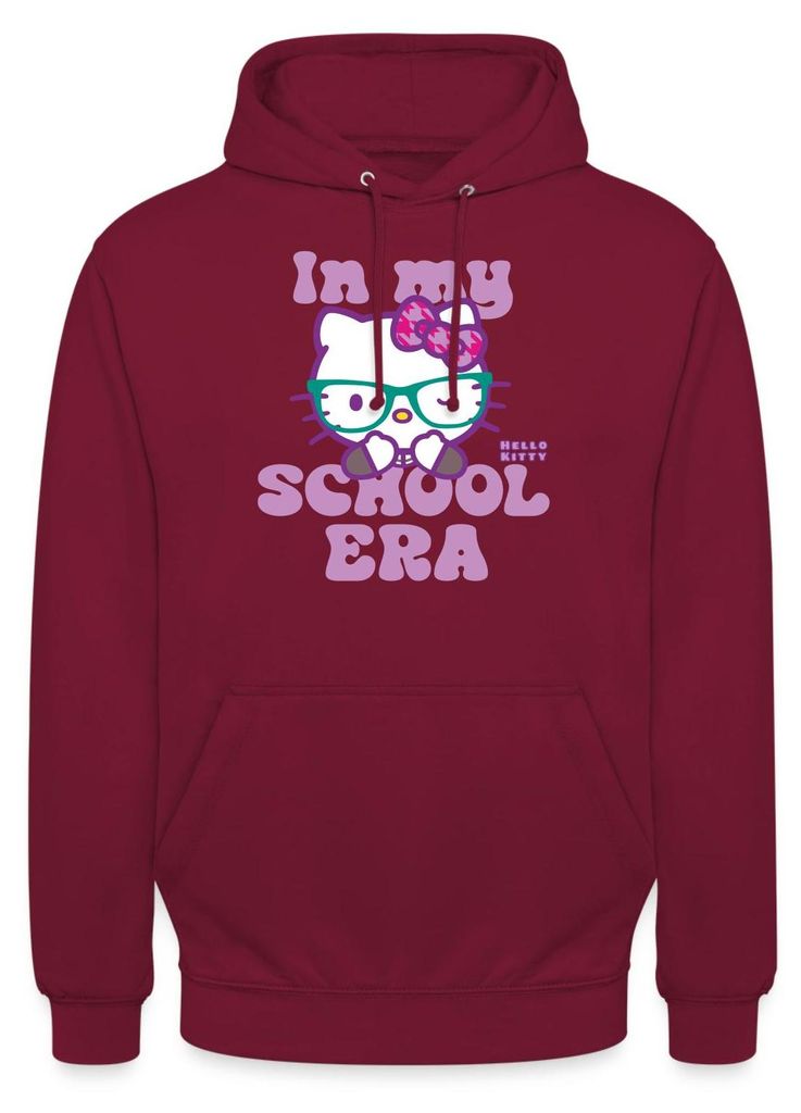 Spreadshirt Hello Kitty Schulkind In My School Era Uni Hoodie, XL, Bordeaux