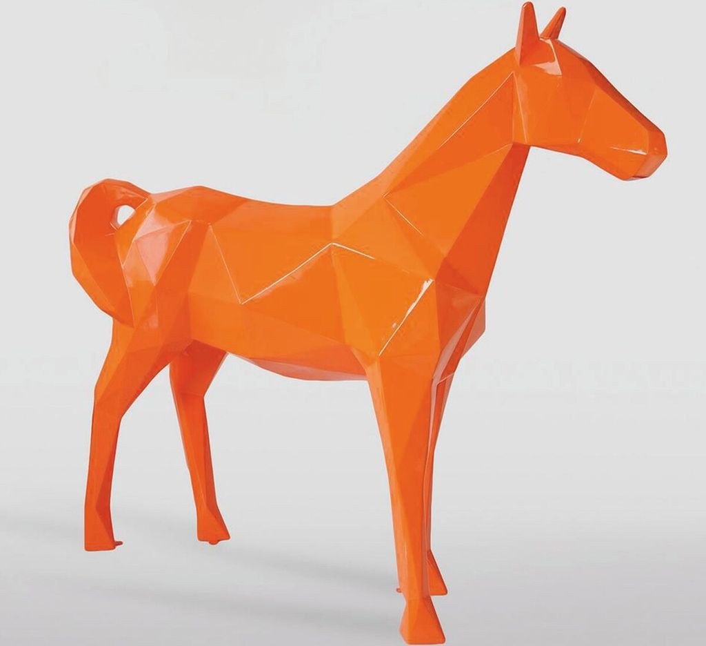 Casa Padrino XXL Deko Skulptur Pferd Orange 220 x H. 190 cm - Lebensgroße Garten Figur