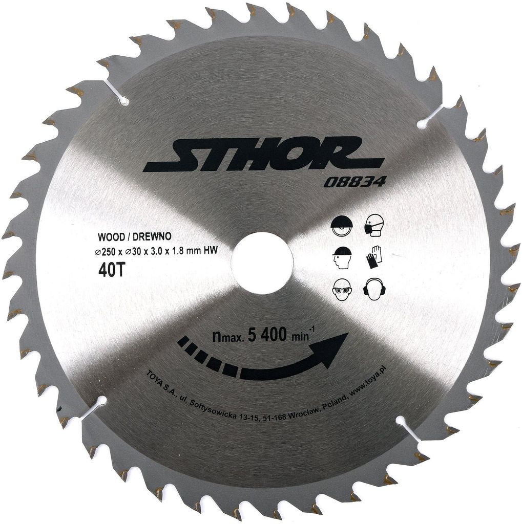 Scie circulaire en carbure de tungstène, diamètre 250 mm, Image du produit 