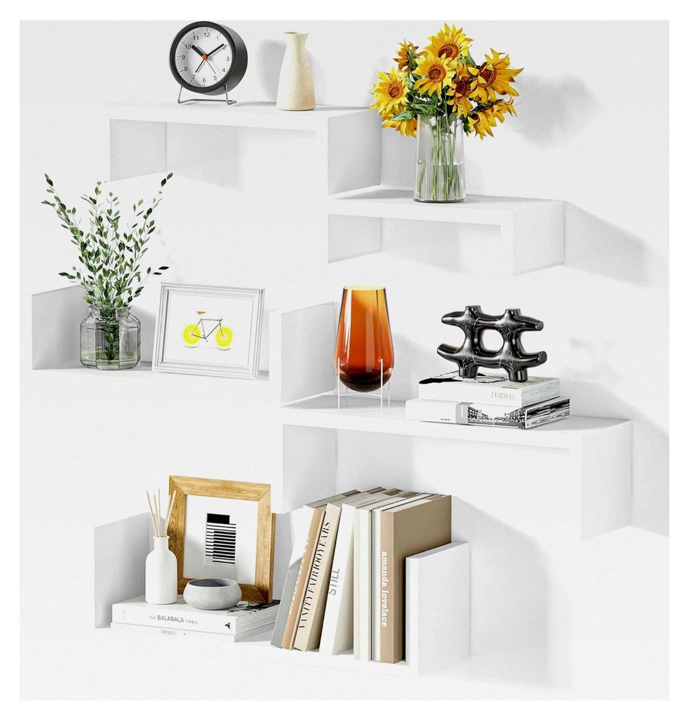 Wandregal Weiß 5 Stück, Holzregal für Wand, Schweberegale mit einer Maximalbelastung von 40 kg, Modernes Wandboard für Dekoration, DIY Wandmont...