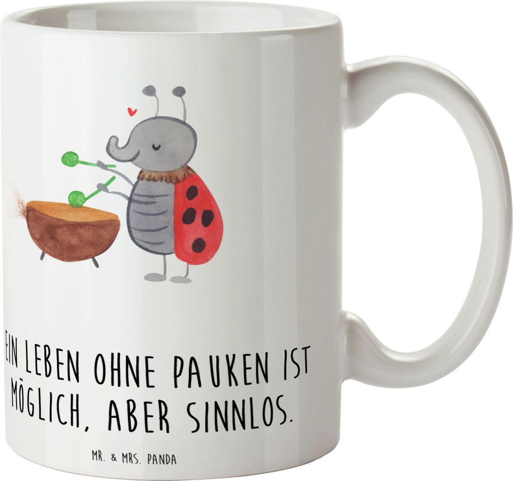 Mr. & Mrs. Panda Trinkbecher Pauken Leben - Weiß - Geschenk, Musikinstrument, Musik, Orchester, Pott, Timpani, Keramiktasse, Schlagzeug, Kaffeetas...