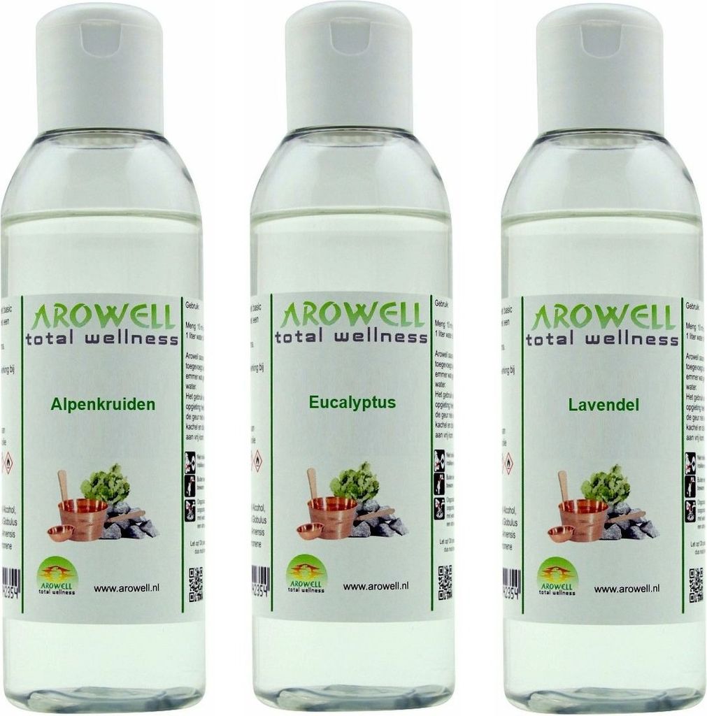 Arowell - Alpenkräuter Eukalyptus Lavendel Saunaaufguss Saunaduftaufguss Konzentrat - 3x 250 ml