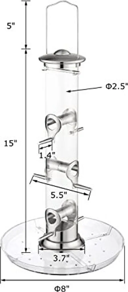 Mangiatoia per Uccelli iBorn Cardinal: 6 Posti e Piatto 20cm Nichel - 6