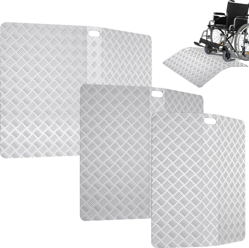 TRMLBE Ramp, 60 cm Bordsteinrampe Aluminium Türschwellenrampe mit Handgriff Tragbar rutschfest 70 cm breit Auffahrrampe Rollstuhlrampe für Rollst...