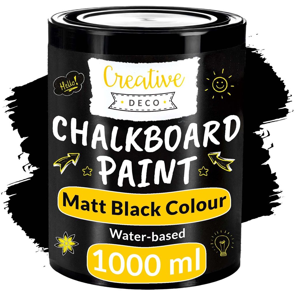 Creative Deco 1 L Krijtbord Verf, 1000ml, Matte Zwarte Productafbeelding 