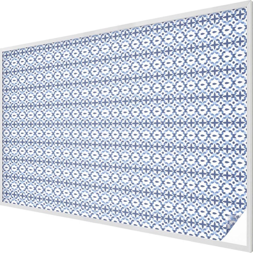 Buntglas Fensterfolie – 146x200 cm – Stained-Glass Design – blickdichte dekorative Sichtschutzfolie – selbstklebend, UV-Schutz – Blaues M...