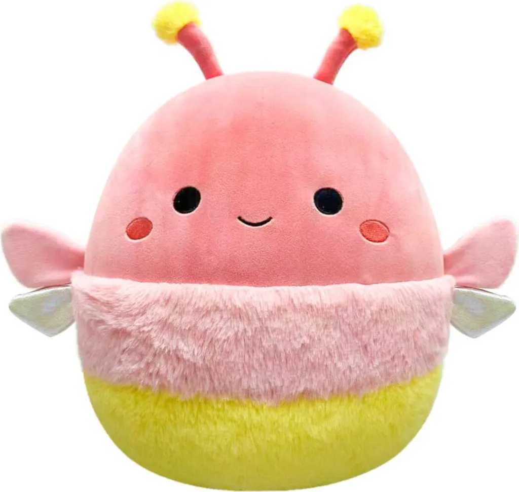 Squishmallows Coral la Luciole Peluche Rayée Rose et Jaune de 30 cm