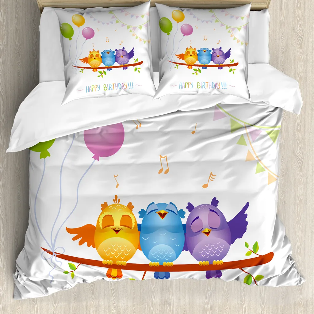 ABAKUHAUS Copripiumino Gufi Antiacaro 155x220 per Compleanno e Bambini