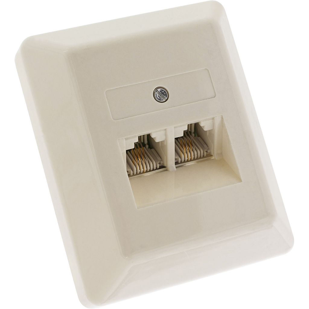 InLine ISDN Anschlussdose, 2x RJ45 Buchse, Aufputz, 4pol. parallel, ohne Widerstand
