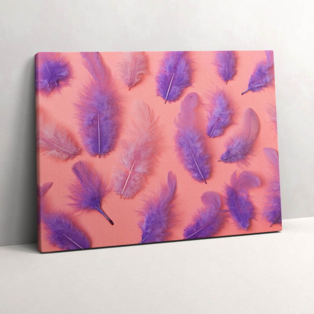 Bunte Federn – Leinwandbild Wandbild – 80x60 cm – Leinwandbilder – Wandbilder – Schlafzimmer – Flur