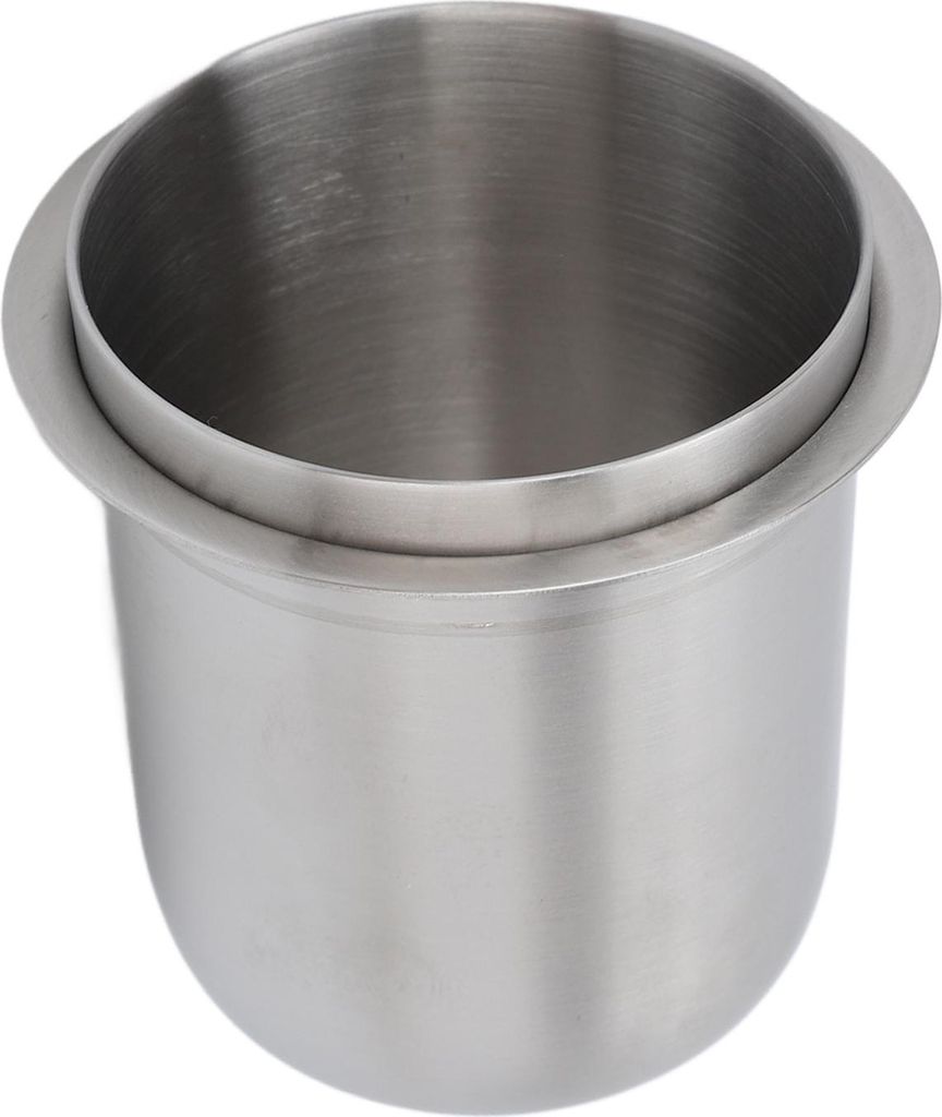 Dosierbecher 150ml 58mm Hände frei Edelstahl Universal umgedrehte Kaffeepulvertasse für Kaffeemaschine Silber