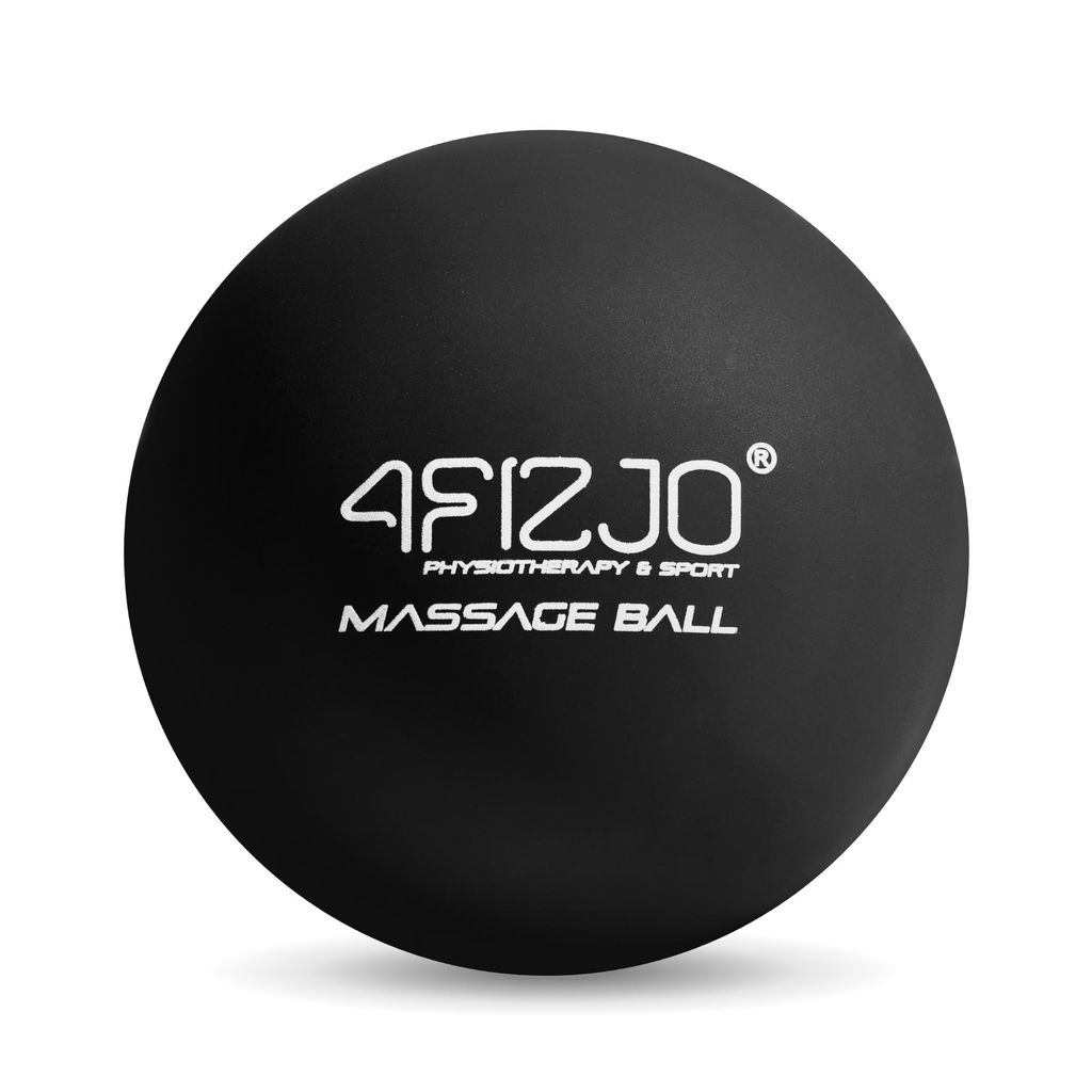 4FIZJO Massageball, punktuelle Massage, Gummi, Faszien- und Rehabilitationsball, schwarz