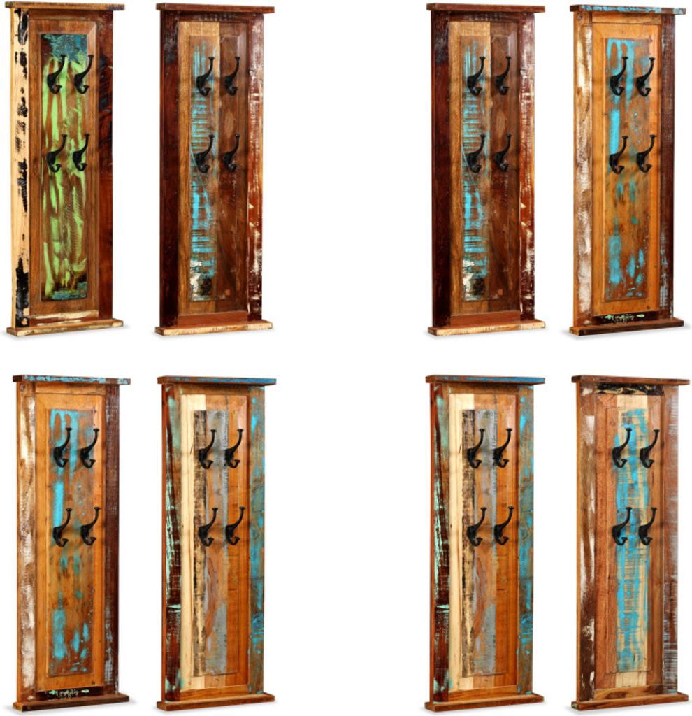 vidaXL Wandgarderobe 2 Stk. Altholz Massiv 38x100 cm - Garderobe - Garderoben - Holzgarderobe - Holzgarderoben