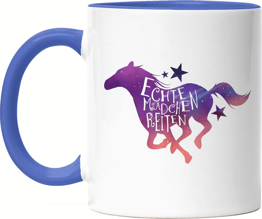 Echte Mädchen Reiten Tasse Blau Pferd Stute Hengst Pony Hobbie Liebe Pferdeflüsterer Pferdeliebhaber Freiheit