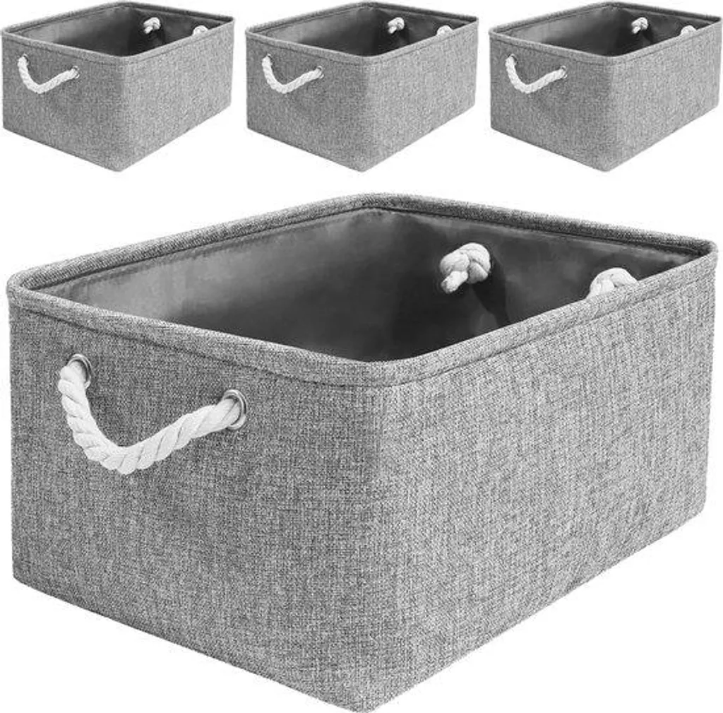 Fini le désordre avec ce coffre à jouets gris lot de 4 capitonné taille M