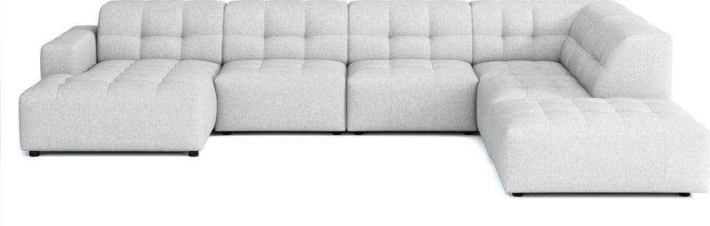 Emoebel24 Ecksofa U-form rechts 364x262x70 cm modular Sofa Bergi Hellgrau