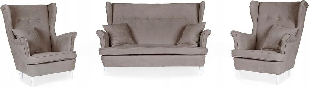 Family Meble Set aus Sofa + 2 Sessel Ari 2-Sitzer Sofa Couch Zierpolsterung Freistehendes Lounge Sofa Bequem zum Entspannen Wohnzimmer Büro (ENJOY...