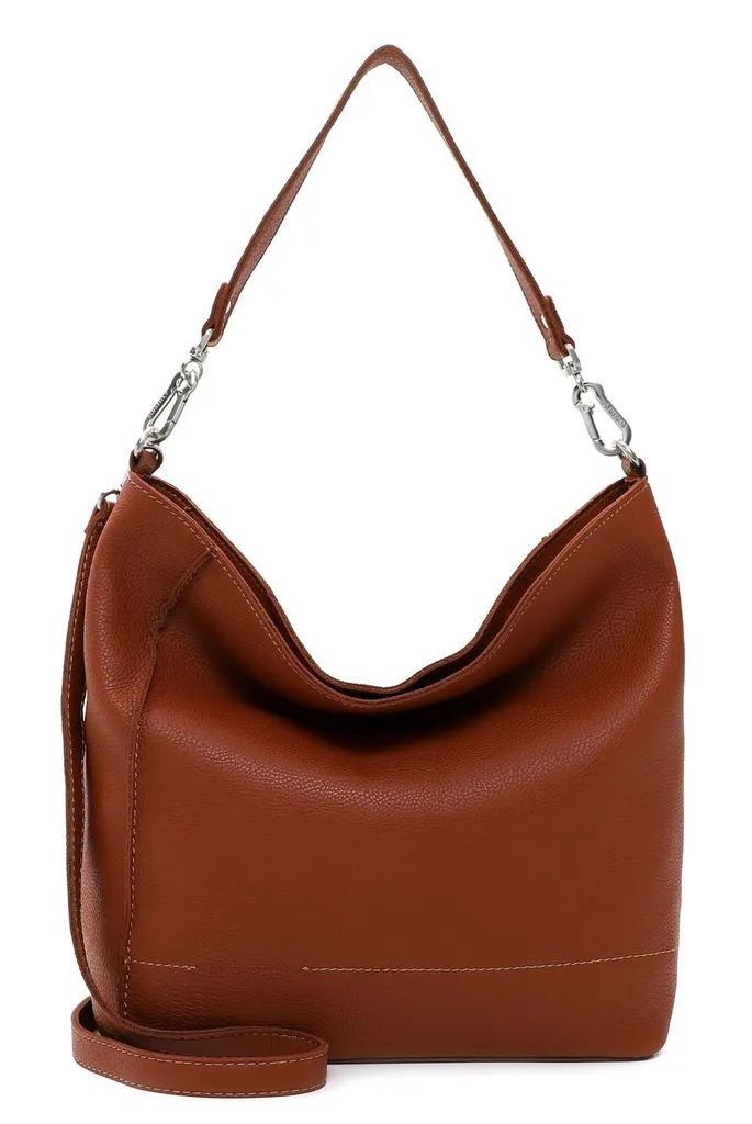 Grand sac à épaule type Hobo en coloris Cognac - Modèle Misty souple