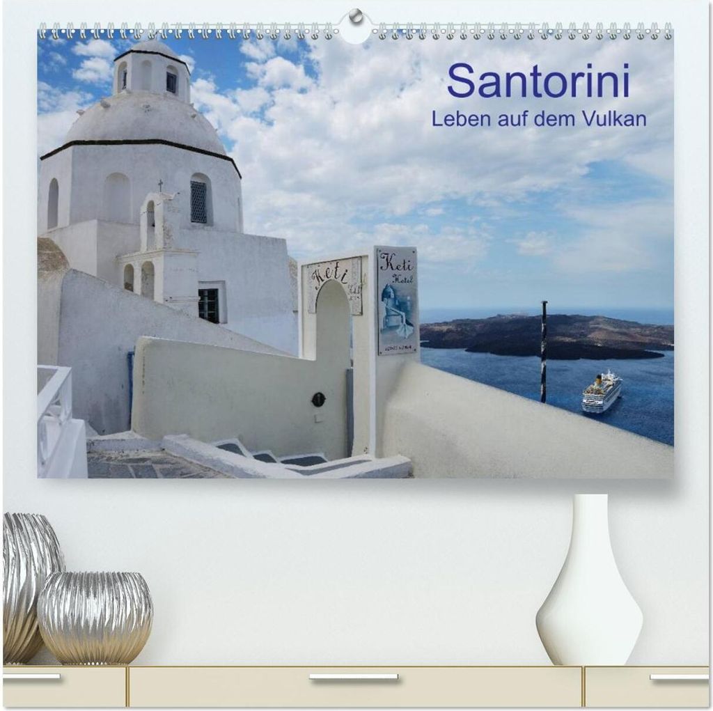 Santorini – Leben auf dem Vulkan (hochwertiger Premium Wandkalender 2026 DIN A2 quer), Kunstdruck in Hochglanz