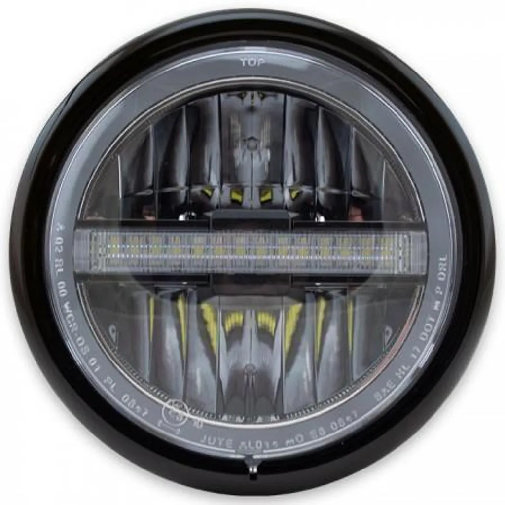 Phare de moto LED Horizon 5-3/4 noir optique ronde pour customisation