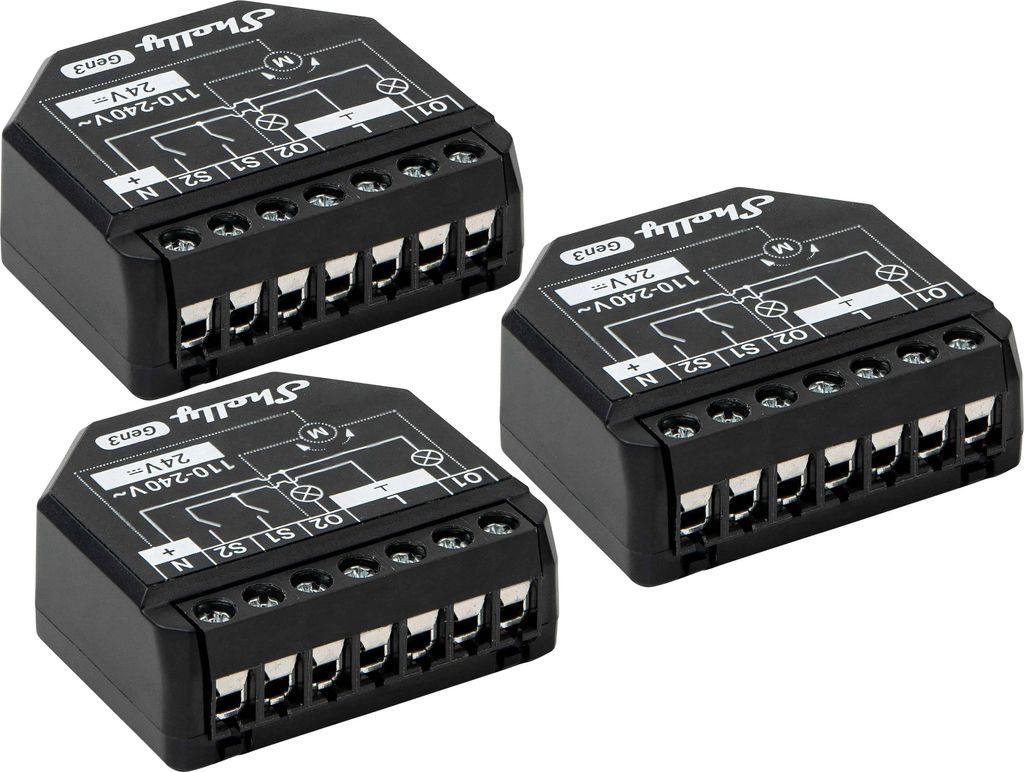 Shelly Plus 2PM Gen3 - 3 Stück | 2-Kanäle Smart Relais Schalter | WLAN-Repeater und Bluetooth-Gateway | Rollladen- und Lamellenwinkelsteuerung | ...