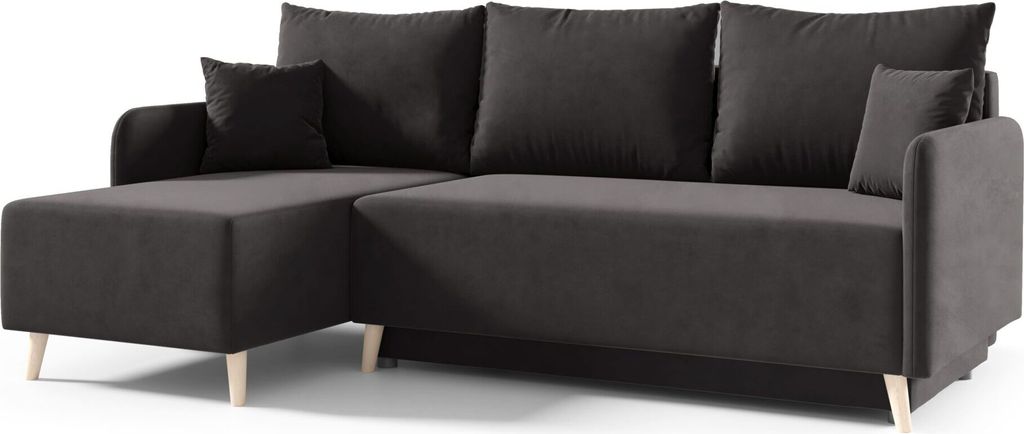 Ottomane Universalsofa, L-förmiges Ecksofa - Valletta Dunkelgrau Schlafsofa mit Schlaffunktion und Bettkasten, Lounge-Suite