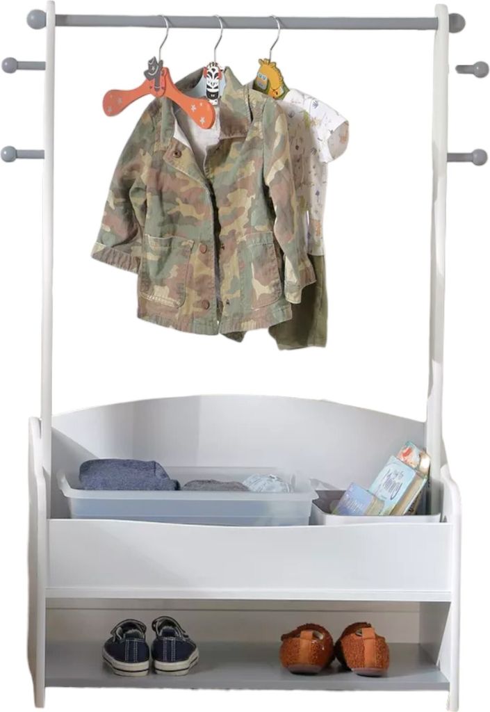 Ginger Home Kinder-Kleiderständer Holz Weiß/Grau – Regal Produktbild 11