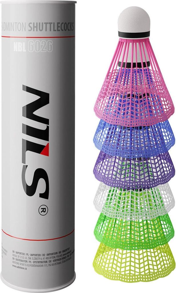 Nylon-Federbälle, mehrfarbig, 6er-Pack