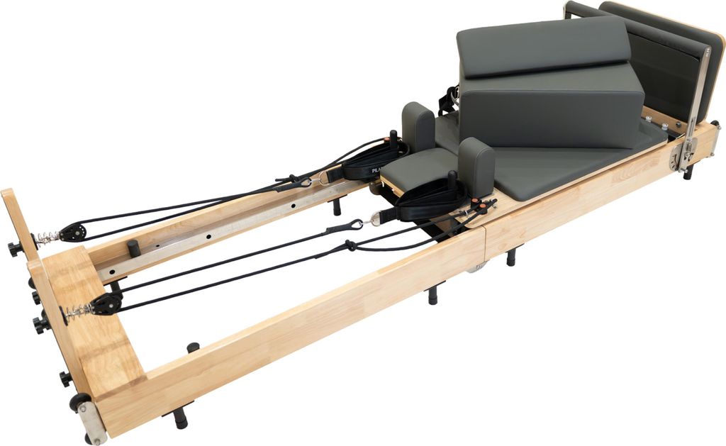 Pilates Maschine Eichenholz Klappbar Tragbar Multifunktional Verstellbarer Widerstand Heim Fitness Studio Gerät Kompakt Jump Board Zubehör Rollen...