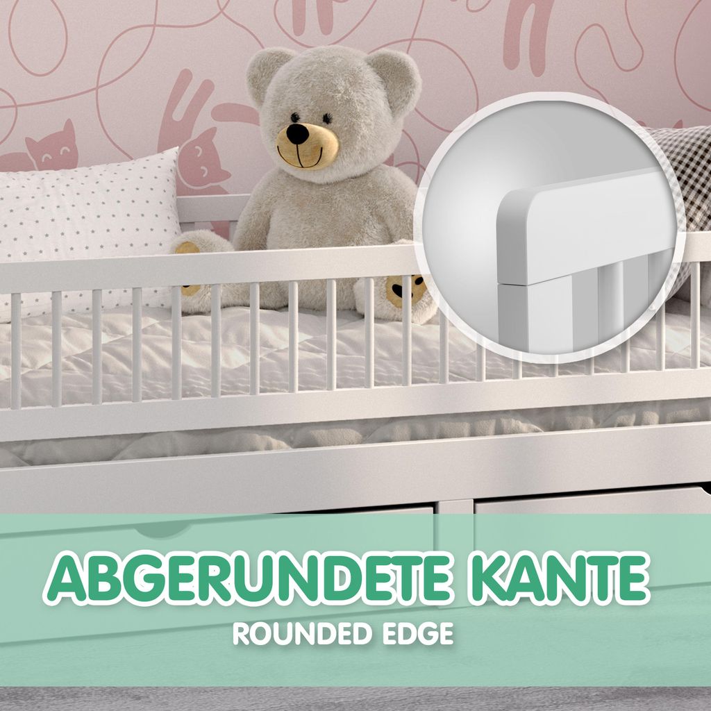 Bettgitter 140 cm weiss Kinder Bettgitter Baby Produktbild 