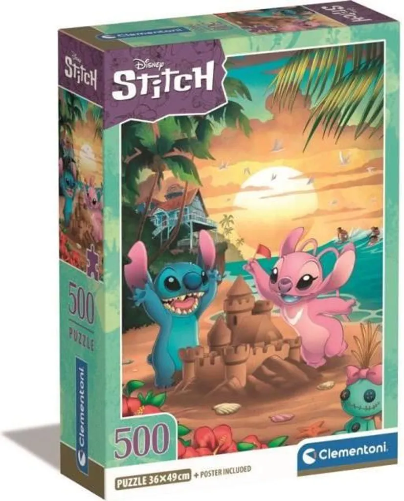 Puzzle 500 Pièces Stitch Disney 49x36 cm avec Poster Inclus Lilo & Stitch
