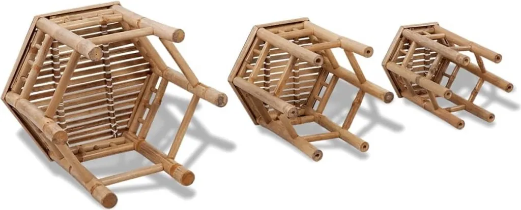 Solution Assise Bambou 3 pcs : Petit Tabouret Jardin Gain de Place - 4