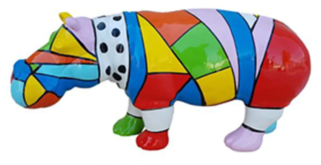 Statue hippopotame jardin plastique 72cm : déco durable sans entretien