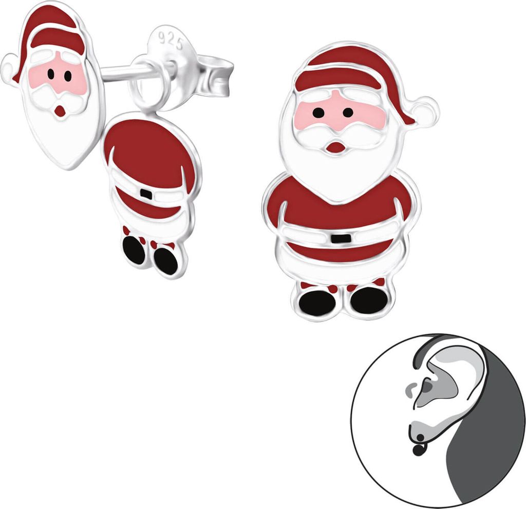 Ohrstecker Ear Jacket 925 Sterling Silber mit Weihnachtsmann