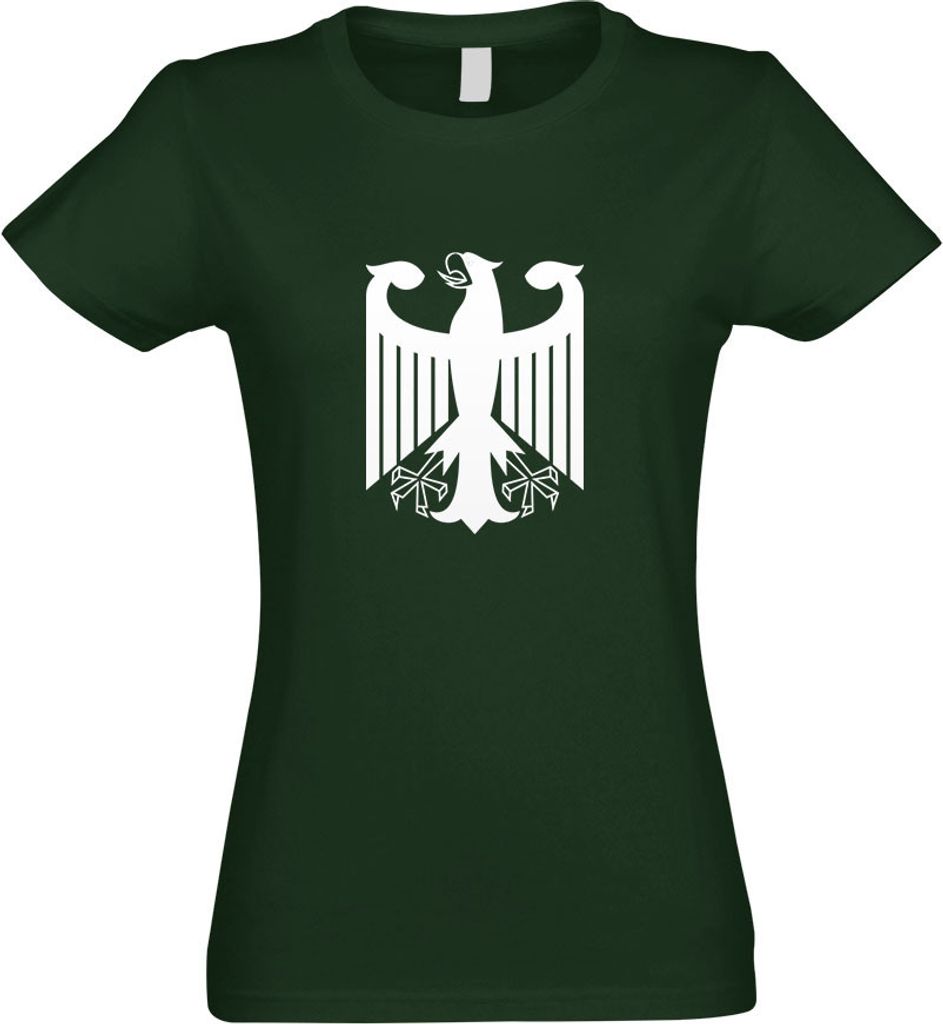 Kiwistar - T-Shirt tailliert - Damen - flaschengrün - Bundeswappen Deutschland o. Rahmen - mit Motiv Bedruckt - Funshirt Design - Sport - Freizeit...