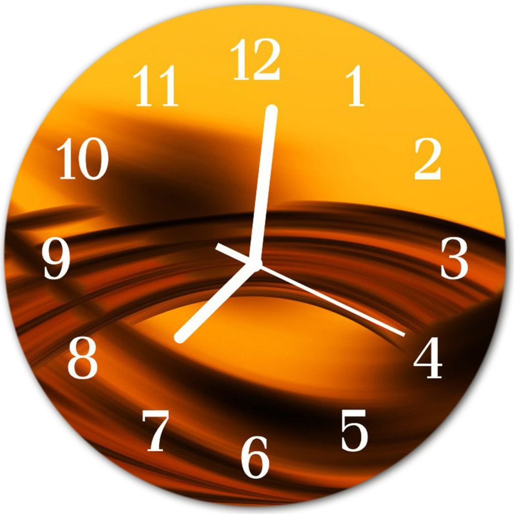 Glasuhr Wanduhr Küchenuhr Echt-Glas 30fi cm Abstraktes orange