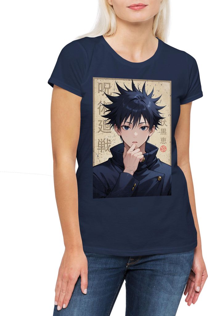 Urban Backwoods Megumi Portrait, Damen T-Shirt, Farbe: Navy, Größe: M
