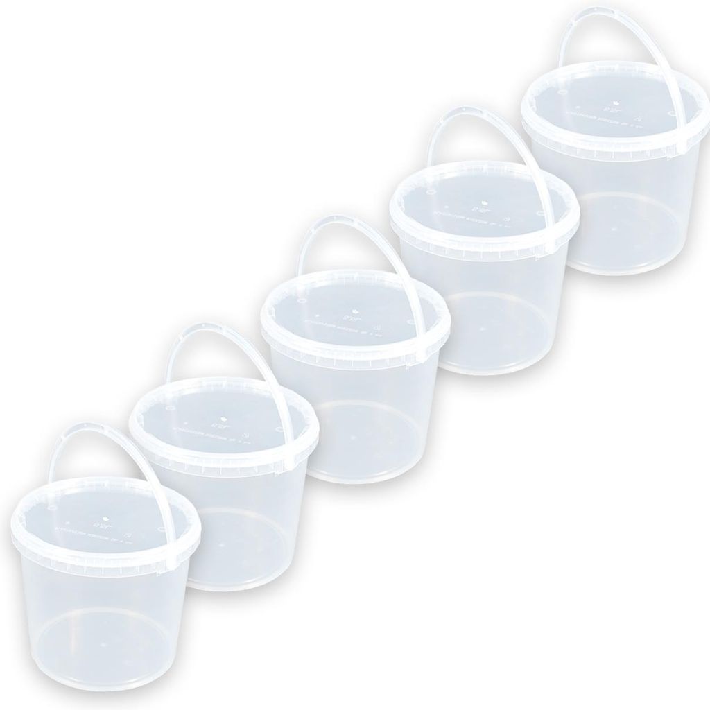 Eimer Deckel lebensmittelecht 3,3 L Liter leer farblos Henkel Kunststoff Set 5 Stück