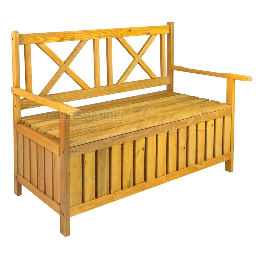 Banc de jardin en bois Davos avec coffre de rangement intégré 120 cm
