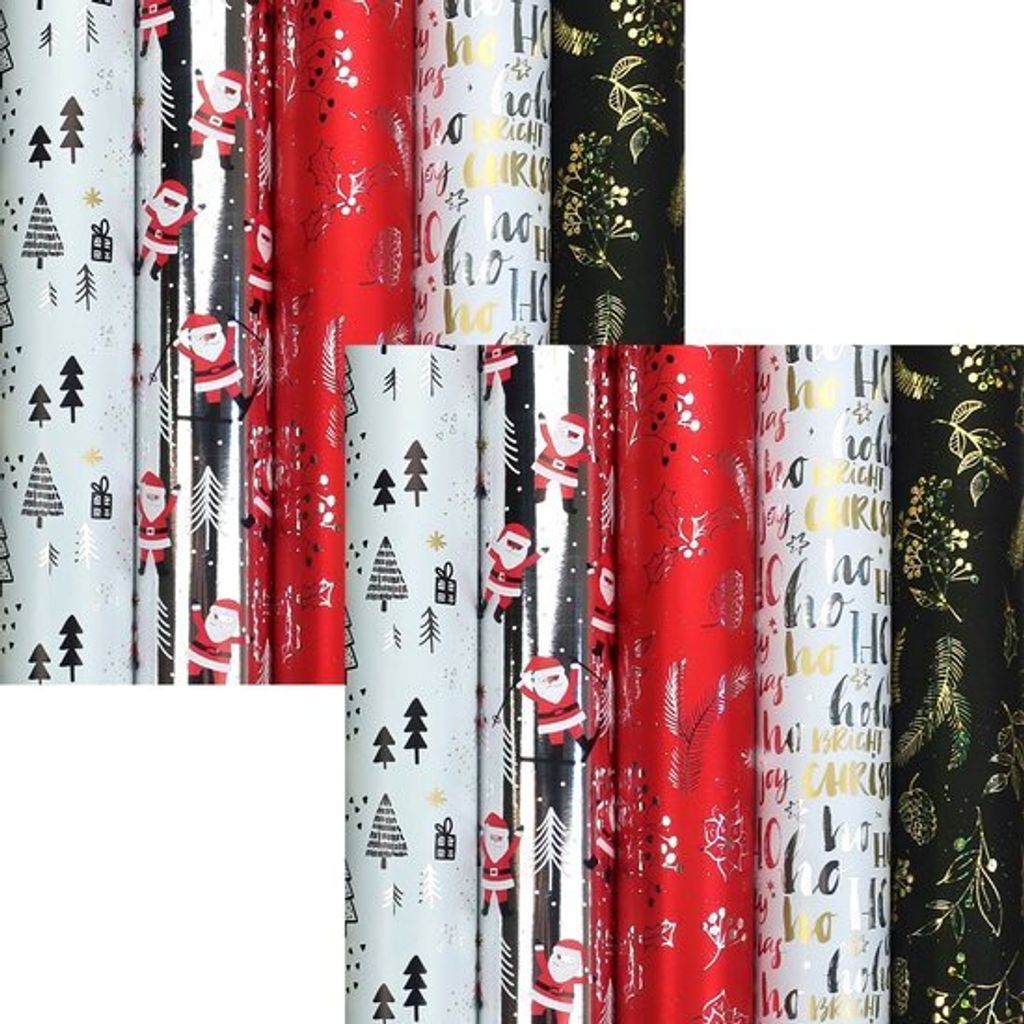 CHAMONIX Metallic-Weihnachtspapier-Sortiment Geschenkpapier für Weihnachten – 150 x 70 cm – 10 Rollen