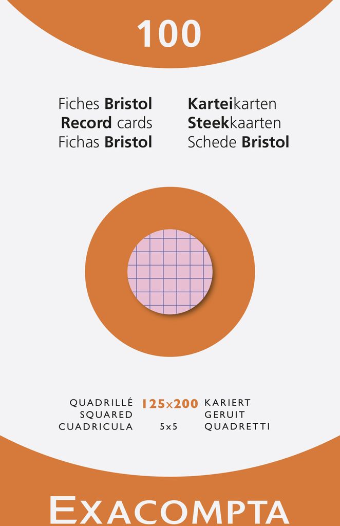 Exacompta 12x Karteikarten 125x200 kariert 100St - sortiert - 13273E