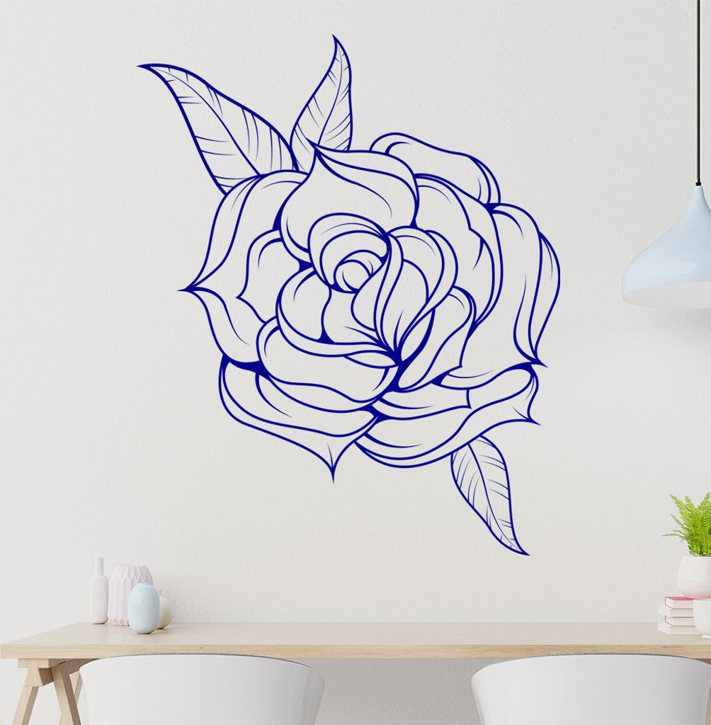KIWISTAR Feine Rose Flower Liebe Wandtattoo in 6 Größen - Wandaufkleber Wall Sticker - Dekoration, Küche, Wohnzimmer, Schlafzimmer, Badezimmer