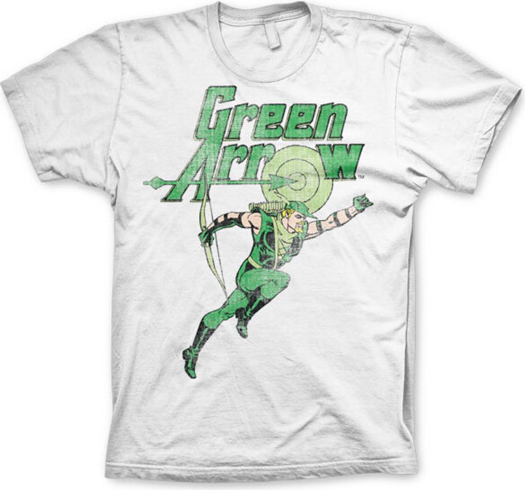 Green Arrow Distressed T-Shirt - XX-Large - White