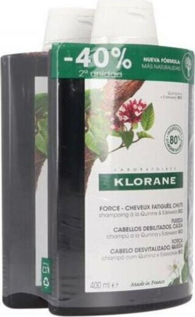 Klorane Strength Shampoo Stärkungsshampoo gegen Haarausfall 2 x 400 ml