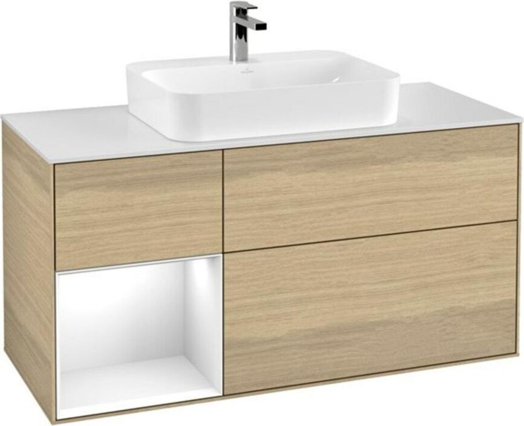 V&B Waschtischunterschrank Finion 120cm, Pl w m, Rg li glo wh. Lac, Oa ven