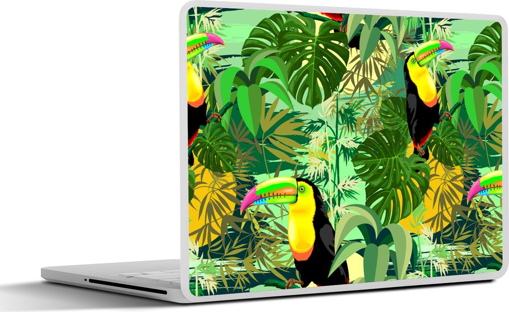 MuchoWow Laptop Aufkleber Sticker Cover Vogel - Muster - Dschungel 30x21 cm - Sticker für Laptop - Selbstklebend