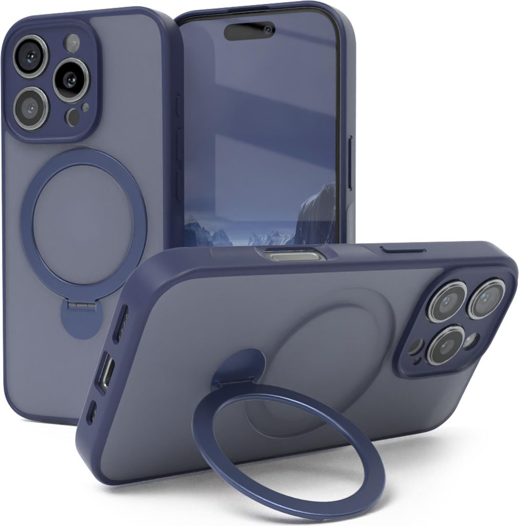 EAZY CASE - MagSafe Handyhülle für Apple iPhone 16 Pro, Ring zum Aufstellen, 360° drehbar, Magsafe Silikonhülle zum Aufstellen, stoßfest Cover...