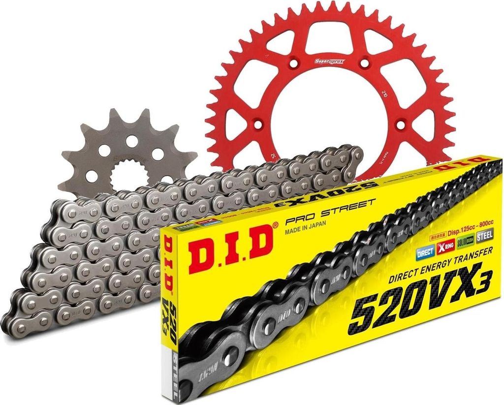 DID Kit Alu (rot) Kompatibel mit Honda CR125 R 00-01/CR125 03-03 13-52-116 DID520VX3 Niet