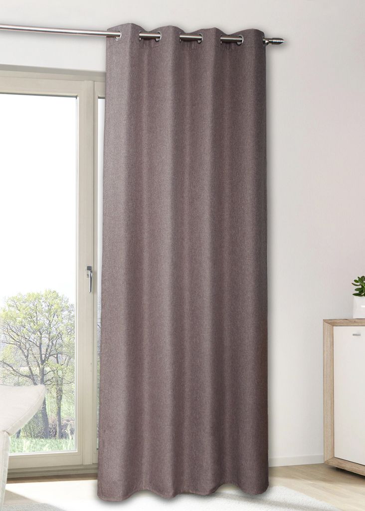 Vorhang Verdunkelung Ösenschal Thermo Dimout braun - Höhe 140 x 175 cm